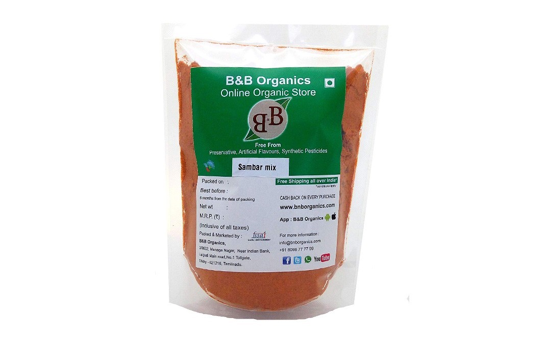 B&B Organics Sambar Mix    Pack  250 grams